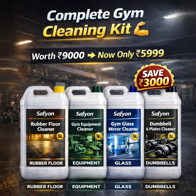 Gym Cleaning Liquid Combo Offer – Safyon Complete Gym Cleaning Kit at ₹9000 (Save ₹3000)